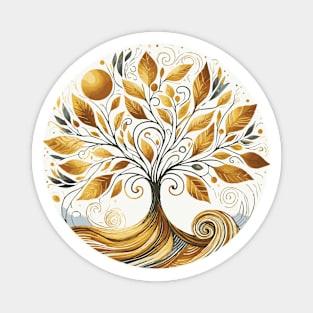 Swirly Gold Tree of Life Magnet